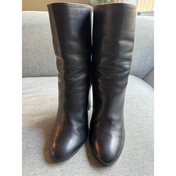 Paul Andrew Leather Ankle Heel Boot Black Slip-on Sz 38 US 8 - Picture 2 of 14